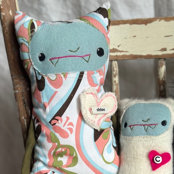 MONSTER DOLLS Big & Little - The Wrestler and The Needle Handmade EUC - Picture 1 of 5